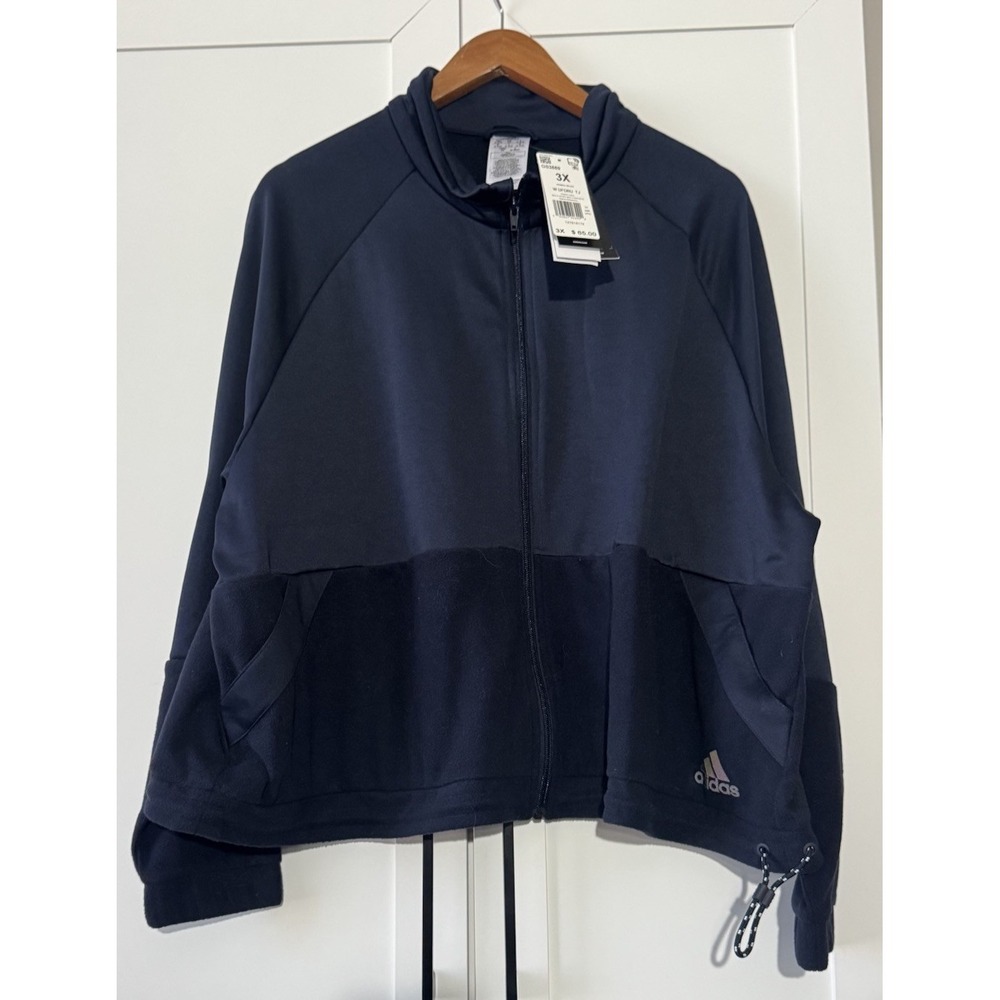 Adidas Zoe Saldana Track Navy Crop Jacket Women's 3X Full Zip Long Sleeve NEW